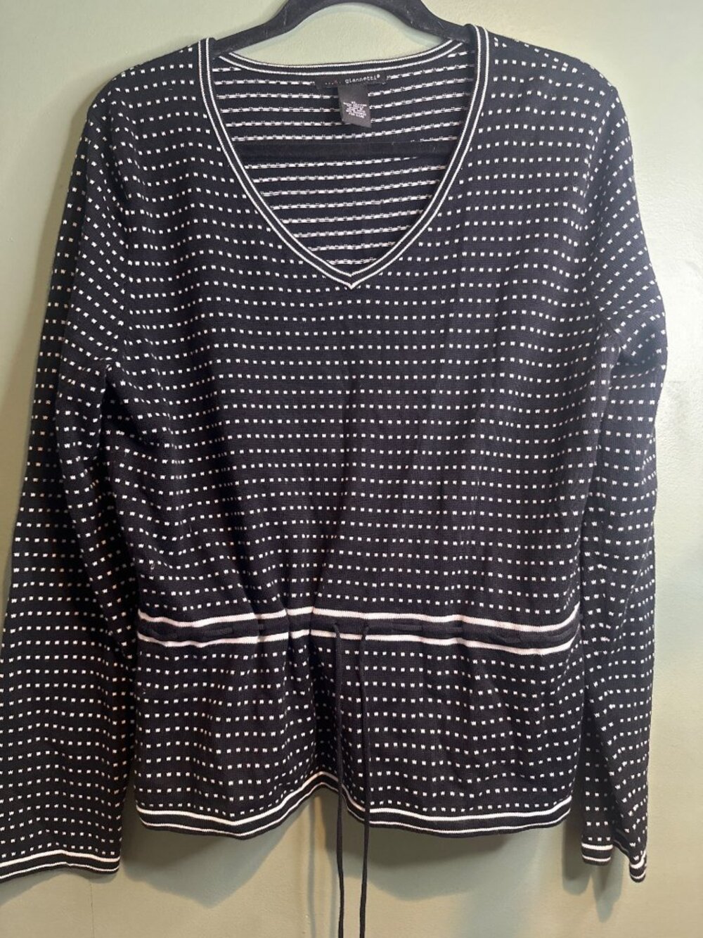 A. Giannetti Women's XL 100% Cotton V Neck Sweater Academia Office Careerwear